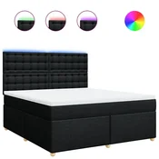 Vidaxl Box spring postelja z vzmetnico črna 180x200 cm blago
