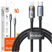 Mcdodo MCDODO USB-C KABEL ZA HITRO POLNJENJE ZA IPHONE LIGHTNING 36W 1M LED ČRN