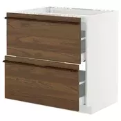 METOD / MAXIMERA Pod.elem.grej.ploca/2front/2fiok, bela/Stensta tamnobraon jasenov furnir, 80x60 cm