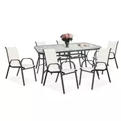 Larkadia 6+1 set vrtnega pohištva s kovinskim okvirjem cappuccino