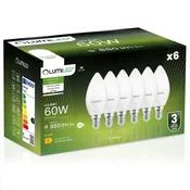 LUMILED 6x LED žarnica E14 svečka B35 8W = 60W 880lm 4000K nevtralna 180°