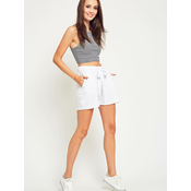 White shorts tied at the waist