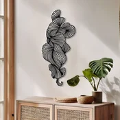 WallXpert metalni zidni ukras DCV-1002-MT, apstraktni uvijeni oblik od linija, 50 x 20 cm, crni