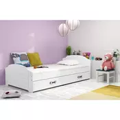 Drveni deciji krevet Lili sa fiokom 200x90 cm - beli