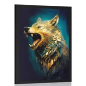 Plakat modro zlati volk - 20x30 no frame