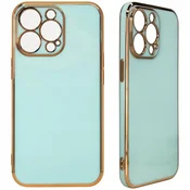 Hurtel Ohišje Lighting Color za iPhone 12 Pro Max, gel, zlati okvir, mint