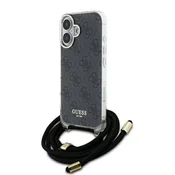 Ovitek Guess Crossbody Cord 4G Print za iPhone 16 - black