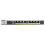 NETGEAR GS108LP Neupravljano Gigabit Ethernet (10/100/1000) Podrška za napajanje putem Etherneta (PoE) 1U Crno, Sivo