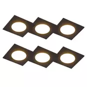 Set 6 vgradnih reflektorjev črne barve vključno z LED 3-stopenjsko zatemnitvijo IP65 - Simply