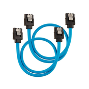 Corsair Premium Sleeved SATA-Kabel, blau 60cm - 2er Pack CC-8900255