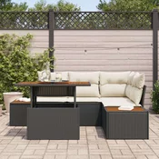 vidaXL vidaXL Vrtni kavč set Set 5 Črna Ratan Vrtni kotni kavč Pravokotna, (22065043)