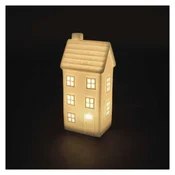 LED keramična hišica, 16 cm, 1x CR2032, notranja, topla bela, časovnik