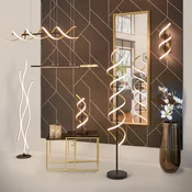 Trio Lighting LED-stoječa svetilka Sequence, z možnostjo regulacije svetlobe, CCT, medenina - Dnevna soba/jedilnica - Sodobni - matirana medenina - Kovina