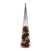 FESTA Jelka sa kuglama, Novogodišnja dekoracija, LED, 80cm, Crveno-zelena
