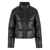 Womens quilted jacket made of synthetic leather black