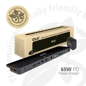 Club3D USB-C priklopna postaja z napajalnikom Triple Dynamic PD, 65 W
