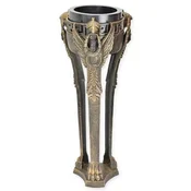 Casa Padrino baroque garden decorative flower pot stand antique brass A� 31.5 x H. 80 cm - Cast iron plant pot stand in baroque style - Baroque garden decoration - Baroque patio decoration