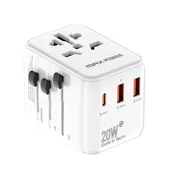 MaxPower putni adapter 635DQ Gan 1XPD Type-C+2X USB-A 20W bijeli