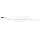 Vidaxl Ročno senčilo s LED-ji Bela 4,5 x 3,5 m Poliester s PU premazom