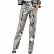 Guess - Guess - Srebrne A3enske pantalone od eko koA3e