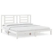 Vidaxl Posteljni okvir brez vzmetnice bel 200x200 cm trdna borovina