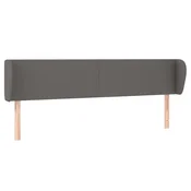 Vidaxl Vzglavje z ušesi sivo 203x23x78/88 cm umetno usnje