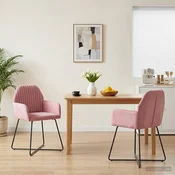 vidaXL Jedilni stoli 2 pcs Žamet Roza 55 x 50 x 84 cm