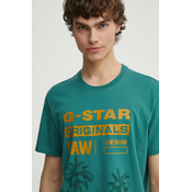 Pamucna majica G-Star Raw za muškarce, boja: zelena, s tiskom, D24681-336
