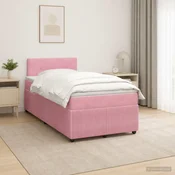 vidaXL Postelja boxspring z vzmetnico Roza 120 x 200 cm Žamet