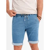 Ombre Mens denim shorts with rolled up leg - light blue