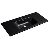SIDRA Cultured Marble Washbasin 101x46cm, black matt - Črna - 101x14,2x46 cm - Sapho - SIDRA - 24 - Liti marmor - Pravokotnik - 1010 - 142 - 460 - 14