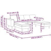 Vidaxl Dnevna soba kavč 3 szt. Oblačno siva 250 x 188 x 76 cm Poliester