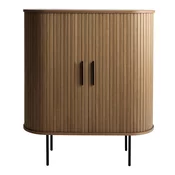 Rjava vinska omara v hrastovem dekorju z drsnimi vrati 100x118x40 cm Nola – Unique Furniture