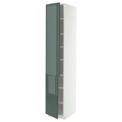 METOD Visoki element s policama/2 vrata, bela/Kallarp tamna sivozelena visokog sjaja, 40x60x220 cm