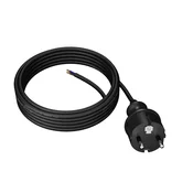 Priključni kabel 5 m z ravnim vtičem 250 V 16 A 3 x 1 mm2 IP44 H07RN-F PP-40H črne barve W-97211