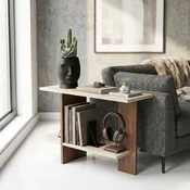 Hanah Home pomocni sto Essenziale, 80 cm, travertin / orah