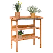 Stol za biljke s policama smedi 78x38x82,5 cm masivna jelovina
