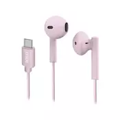 SBS stereo žičane slušalice, USB-C, s mikrofonom, ružičasta
