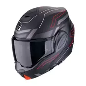 Preklopna motoristična čelada Scorpion EXO-Tech EVO Conquer, črna/rdeča