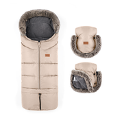 PETITE&MARS Zimski vreča Arctic 4v1 + rokavice za voziček Furry Rose Petal