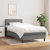 Greatstore Box spring postelja z vzmetnico temno siva 90x200 cm blago