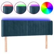 Vidaxl LED posteljno vzglavje temno modro 147x16x78/88 cm žamet