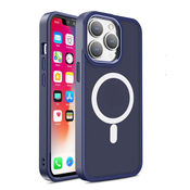 shumee Magnetna torbica z MagSafe za iPhone 15 Pro, luknje za vrvico, mornarsko modra
