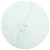 Vidaxl Mizna plošča bela O30x0,8 cm kaljeno steklo z marmorjem