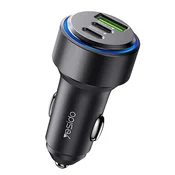 Hitri avtopolnilec Yesido Y50 60W z LED indikatorjem in 2x USB-C + 1x USB-A izhodom - črn