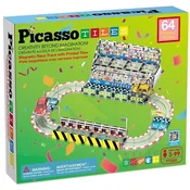 Magnetni konstrukcijski set Picasso Tiles STEM - Stadion s 2 automobila, 64 dijela
