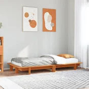 Posteljni okvir brez vzmetnice voščeno rjav 90x200 cm borovina