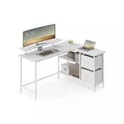 Songmics Kotna pisalna miza 2 predala stojalo za monitor 105x135x895 cm bela
