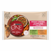 Purina ONE MINI Dog Weight Control Korenje in piščanec v soku 4 x 85 g