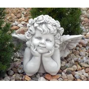 Casa Padrino Art Nouveau Garden Decoration Sculpture Angel Gray 40 x 22 x H. 31 cm - Elegant Garden Stone Figure - Baroque & Art Nouveau Garden Decoration Accessories